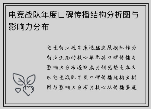 电竞战队年度口碑传播结构分析图与影响力分布